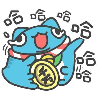 🤣 88d75cfb 哈哈 cartone animato, personaggio, sorridente, gatto portafortuna, moneta, cinese, buona fortuna, maneki neko whatsapp sticker