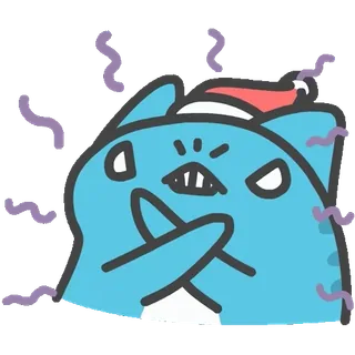 🙅‍♀️ a01bfbbf arrabbiato, gatto, natale, cartone animato, adesivo, festivo, cappello da babbo natale whatsapp sticker