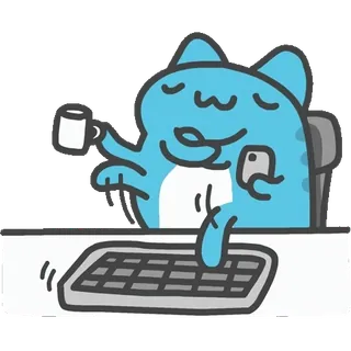 😎 d4672639 고양이, 키보드, 컴퓨터, 커피, 전화, 책상, 만화 telegram sticker