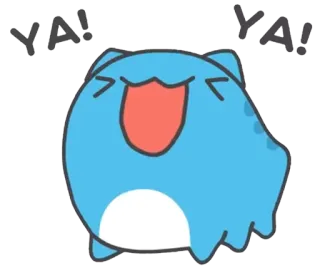 😆 aba46611 YA! YA! mignon, monstre, bleu, joyeux, oui telegram sticker