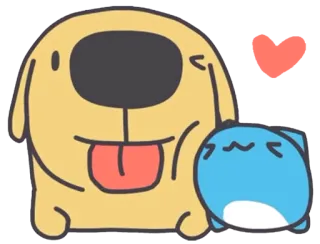♥️ ea60501c chien, animal, mignon, autocollant, dessin animé, bleu, jaune telegram sticker