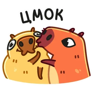 😘 2135d2d5 Цмок capybara, kiss, animal, cute, affection, rodent telegram sticker