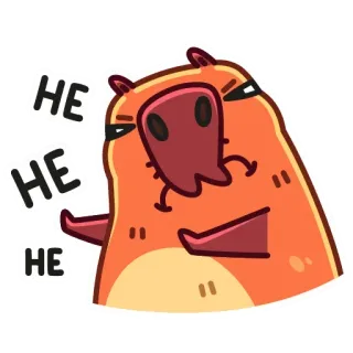 🙅‍♂️ 986832b4 HE
HE
HE animal, cartoon, orange, funny, character, laughing, he, capybara telegram sticker