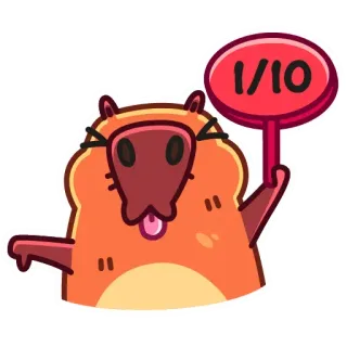👎 f575cecc 1/10 animal, capybara, score, rating, cartoon, funny, meme telegram sticker