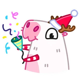 🥳 1d13b28f animal, noël, fête, fête, confettis, mignon, festif whatsapp sticker
