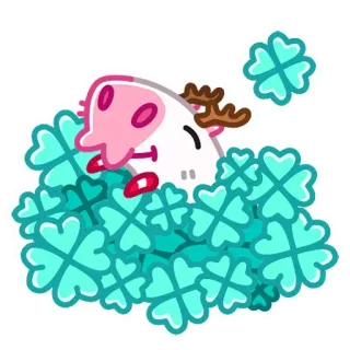 🤞 5396fe31 dessin animé, animal, trèfle, chance, mignon, quatre feuilles, illustration whatsapp sticker