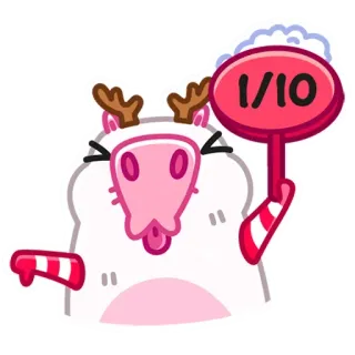 👎 690ec09a 1/10 animal, dessin animé, score, évaluation, évaluation, renne, langue whatsapp sticker