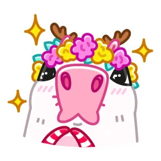 🌺 8d092b63 vache, animal, mignon, couronne de fleurs, paillettes, dessin animé, kawaii whatsapp sticker