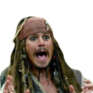 😱 750ba23a Jack Sparrow Pirates of the Caribbean กัปตัน, โจรสลัด, หนัง, ตัวละคร, ตลก, กลัว telegram sticker