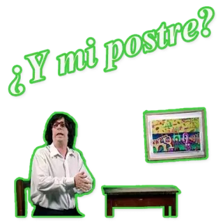 🍴 8b0a4f66 ¿Y mi postre? pertanyaan, hidangan penutup, humor, orang, meja telegram sticker