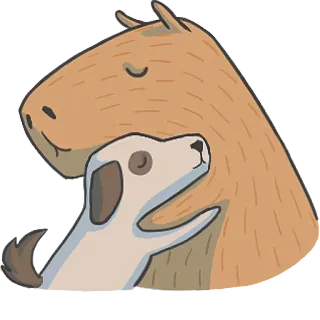 🤗 dfc73fc7 capybara, dog, friendship, animals, cute whatsapp sticker