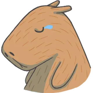 😥 e9e5f885 capybara, sad, crying, animal, mammal, cartoon whatsapp sticker
