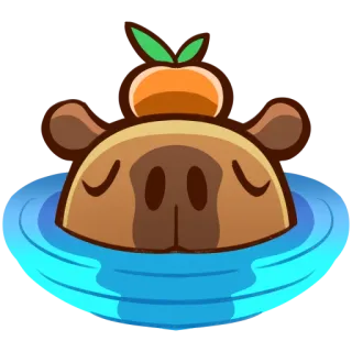 😪 9162e826 카피바라, 동물, 물, 귀여운, 편안한, 주황색, 과일 telegram sticker