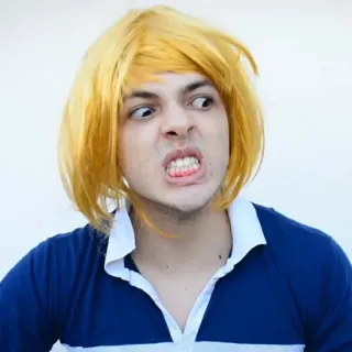 👺 13eb41a5 personne, portrait, cheveux jaunes, en colère, expression faciale, grimace whatsapp sticker