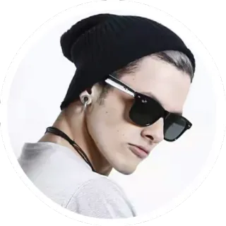 👻 9f9aca37 homme, lunettes de soleil, portrait, bonnet, boucle d'oreille, décontracté whatsapp sticker