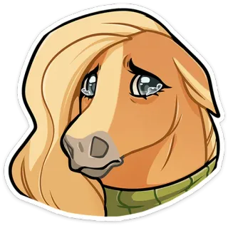 😢 1c21a448 cavallo, animale, cartone animato, equino, mammifero, adesivo, piangendo telegram sticker