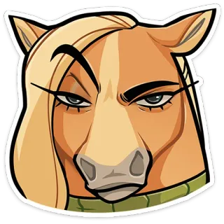 😡 a4d32adb cavallo, cartone animato, animale, equino, biondo, adesivo, divertente, personaggio telegram sticker