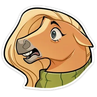 😨 6ed46d99 cheval, animal, dessin animé, autocollant, équin, blonde, pull whatsapp sticker