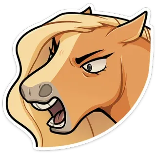 😡 9714c14d cheval, dessin animé, en colère, animal, étalon, équidé whatsapp sticker