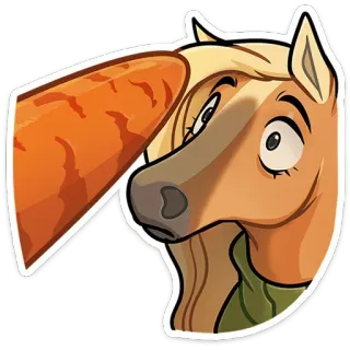 😳 d6ac260c cheval, dessin animé, animal, drôle, carotte, équin, autocollant whatsapp sticker