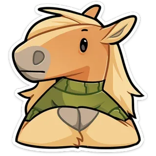 😐 f168cd72 cheval, dessin animé, pull, animal, équin whatsapp sticker