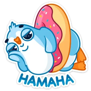 🥴 6c256bed HAMAH pinguim, donut, fofo, desenho animado, animal, engraçado telegram sticker