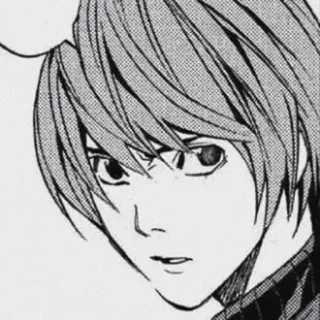 ✖️ c0400f08 Light Yagami Death Note Anime, Manga, Death Note, Light Yagami, Postać, Czarno-białe telegram sticker