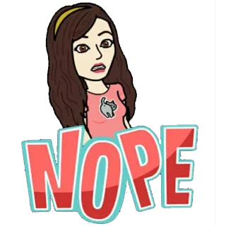 😐 07f61ca9 NOPE nie, bitmoji, kreskówka, odrzucenie, negatywny, zaprzeczenie, odmowa, mówienie nie telegram sticker