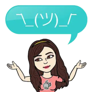 😪 a5a95985 ¯\_(ツ)_/¯ Bitmoji, wzruszenie ramionami, gest, awatar, kreskówka telegram sticker