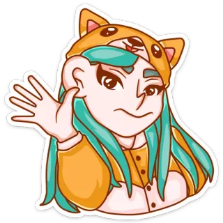 🤚 9f3d9b8c gadis, melambai, topi anjing, kartun, imut, ramah telegram sticker