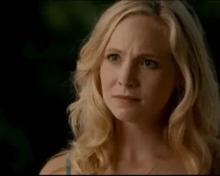 🦋 541aa564 Caroline Forbes The Vampire Diaries rubia, retrato, mujer, seria, triste, cara, serie tv telegram sticker