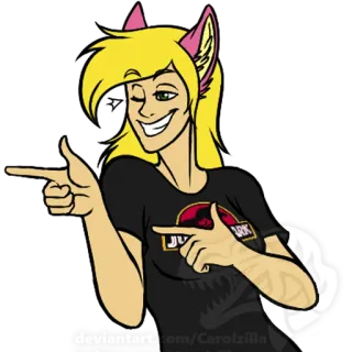 😉 4b21f069 Jurassic Park 쥬라기 공원, 팬아트, 애니메이션, 고양이 소녀, 만화, 가리키는, 캐릭터 telegram sticker