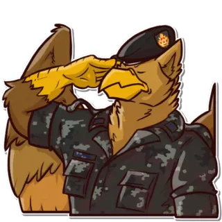 🤚 4c2aba8b animal, militar, uniforme, pájaro, saludo telegram sticker