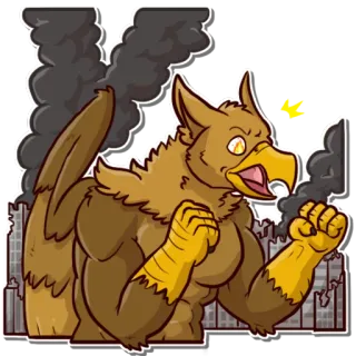 😤 731aaf8d monstruo, kaiju, destrucción, humo, ciudad, grifo, fantasía telegram sticker