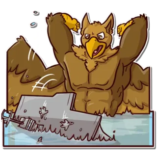 😡 a18efb24 águila, dibujos animados, portaaviones, restos, destrucción, militar, personaje de dibujos animados telegram sticker