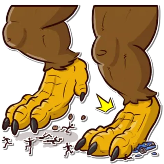 👞 e8d48f81 monstruo, águila, destrucción, pies de monstruo, ciudad, dibujos animados, agresión telegram sticker