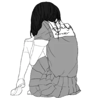 🖤 4cfd1fc5 XDArkMaya Render Anime, Fille, Triste, Rendu, Assise telegram sticker
