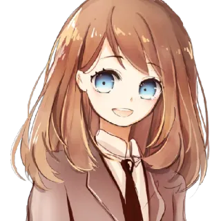 😄 7ca6c972 animé, manga, fille, écolière, mignon, cheveux bruns, employée de bureau telegram sticker