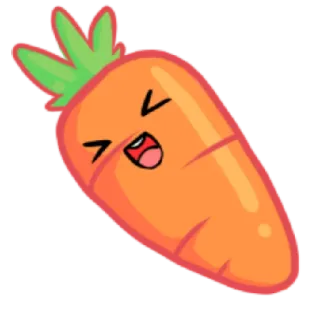 😆 850fc528 carotte, légume, nourriture, mignon, joyeux, dessin animé telegram sticker