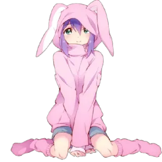 😊 dcbfc01d Fille anime, Lapin, Mignon, Kawaii, Costume animal, Rose telegram sticker