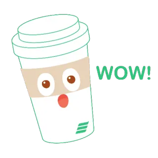 😮 21a27e55 WOW! caffè, wow, sorpresa, bevanda, cartone animato, emoji telegram sticker
