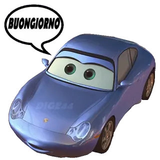 🛏 03e1759c Sally Carrera Cars BUONGIORNO машина, мультфильм, привет, доброе утро, pixar telegram sticker