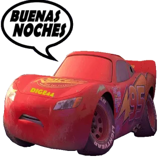 🛌 6cee28c7 Lightning McQueen Cars BUENAS NOCHES Samochody, Zygzak McQueen, Dobranoc, Dobranoc, Kreskówka telegram sticker