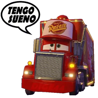 🥱 77c5115f TENGO SUEÑO ciężarówka, zmęczony, kreskówka, samochody, śpiący telegram sticker