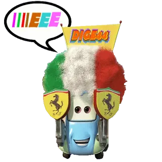 🎊 8a498c9f DIGE44 kreskówka, samochód, włoski, flaga, animowany telegram sticker