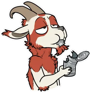 🍽 30fe4043 goat, cartoon, animal, eating, can telegram sticker