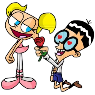 😍 0681d262 Dexter Dexter's Laboratory kartun, animasi, cinta, mawar, Dexter, Laboratorium Dexter, Dee Dee telegram sticker