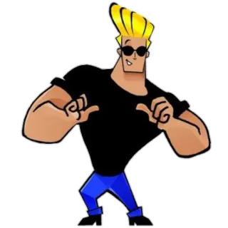 😉 b35e5769 Johnny Bravo Kartun, Karakter, Pirang, Kacamata hitam telegram sticker