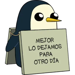 😴 40ffebe3 MEJOR
LO DEJAMOS
PARA
OTRO DÍA pinguino, cartone animato, segno, testo, spagnolo, divertente telegram sticker