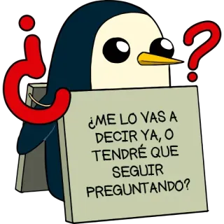 🤔 443a51a3 Gunter Adventure Time ¿ME LO VAS A
DECIR YA, O
TENDRÉ QUE
SEGUIR
PREGUNTANDO? pinguino, cartone animato, domanda, adventure time, gunter telegram sticker